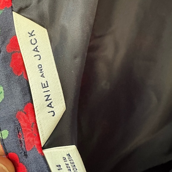 Janie and Jack Navy Dress with Red Floral Pattern